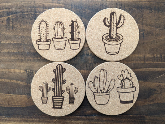 Cactus Cork Coasters - 4 Pack