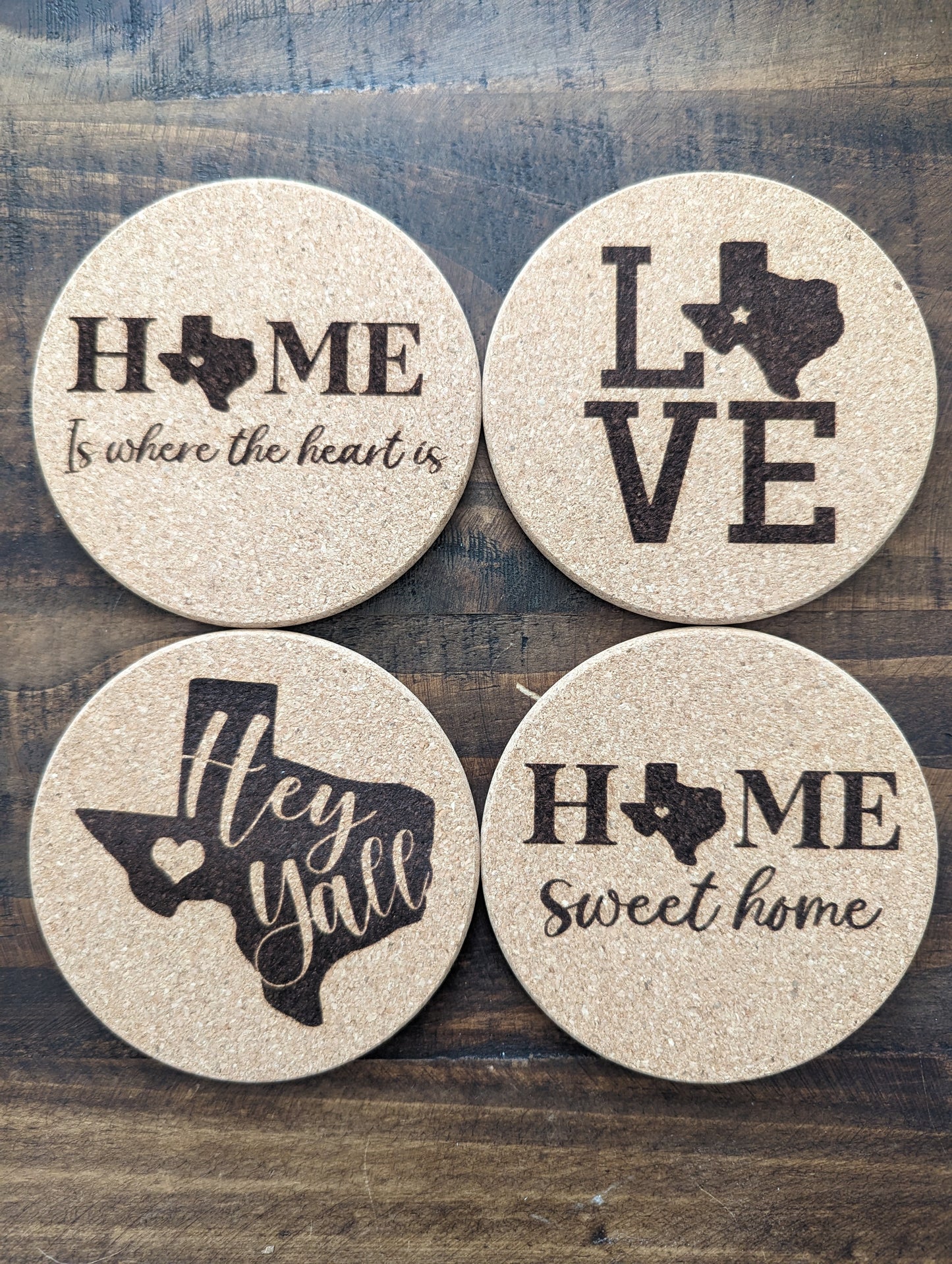 Texas Cork Coasters Collection #1 - 4 Pack
