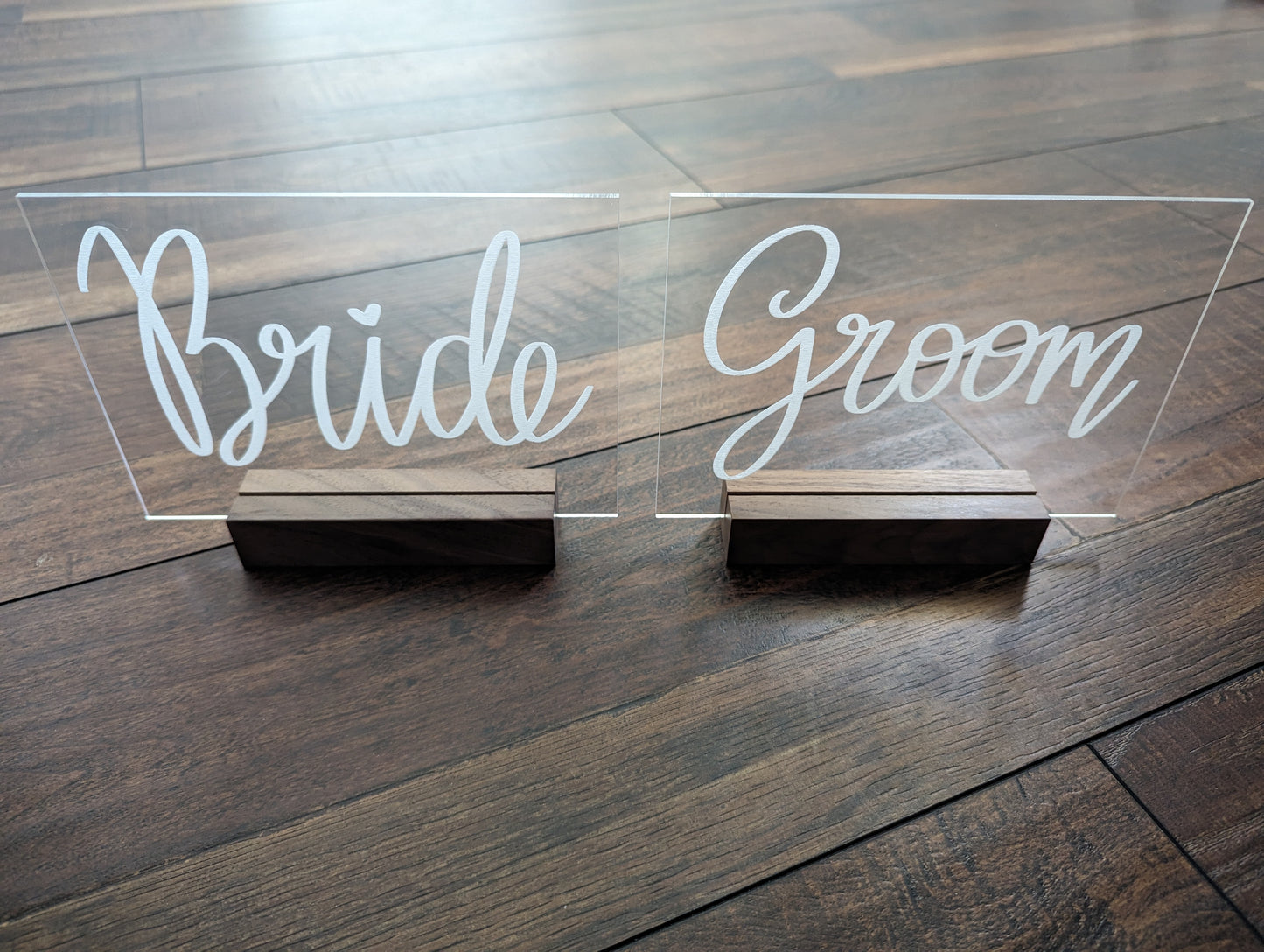 Bride & Groom Clear Acrylic Signs