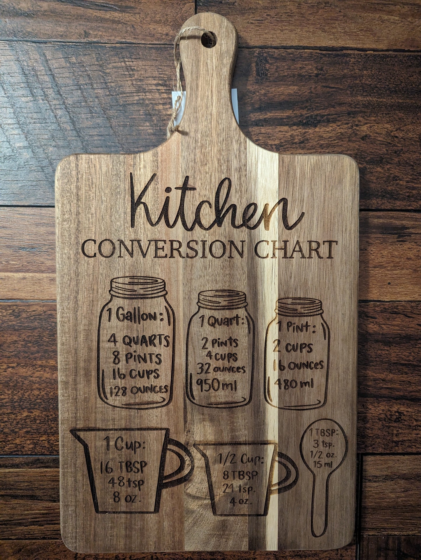 Simple Conversion Chart Cutting Board