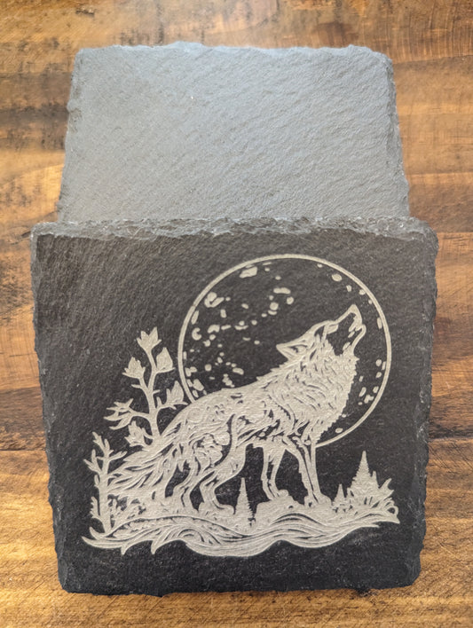 Wolf Moon Howl Coasters - 4 Pack Square